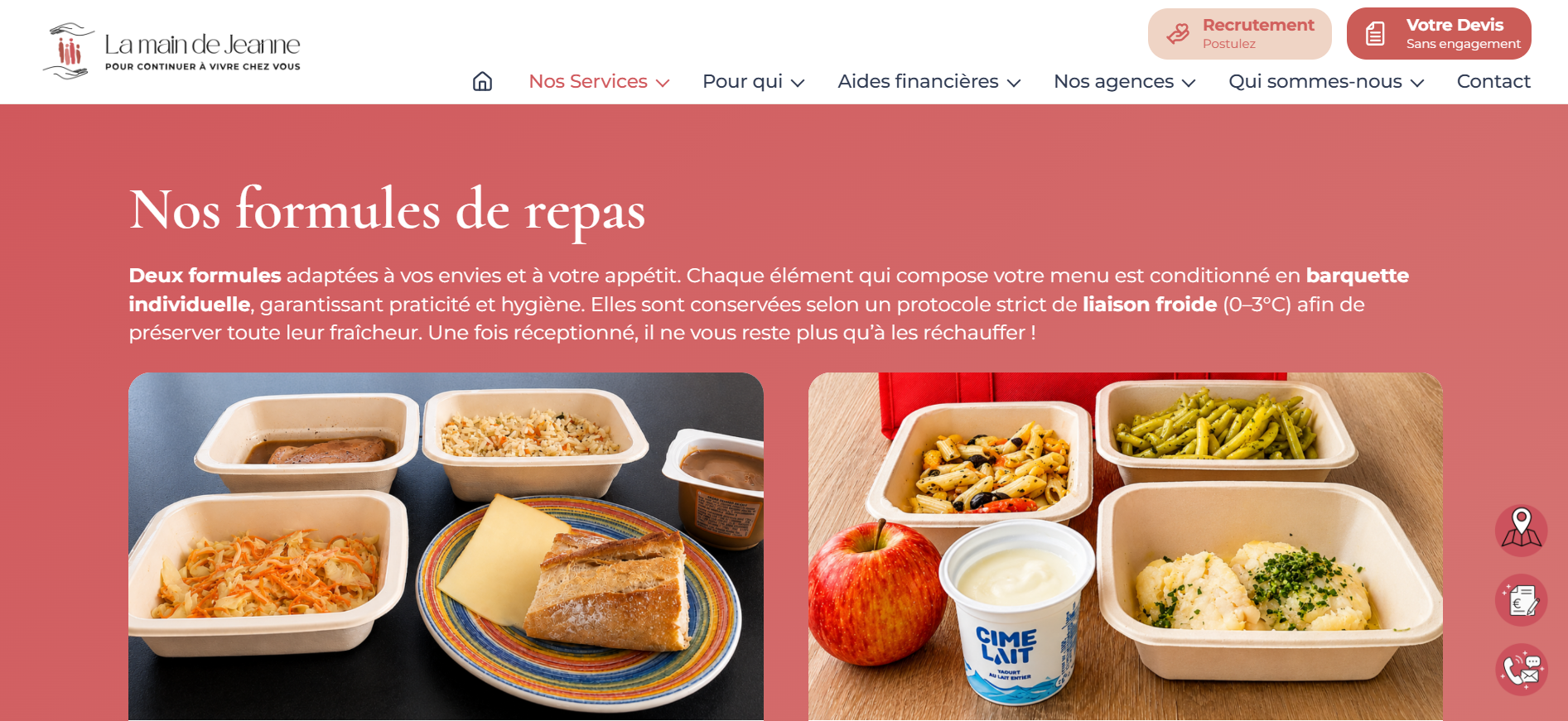 Page formules de repas